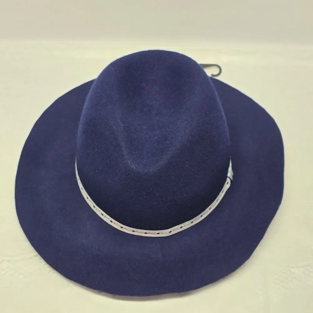 D&Y Womens Navy Blue Wool Fedora Hat NWOT